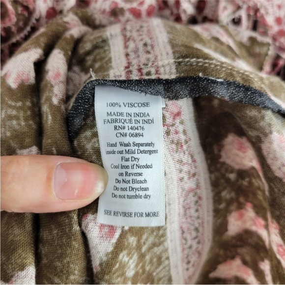 Faherty Bonita Block Paisley Floral Tiered Ruffle V Neck Midi Prairie Dress - Picture 7 of 8